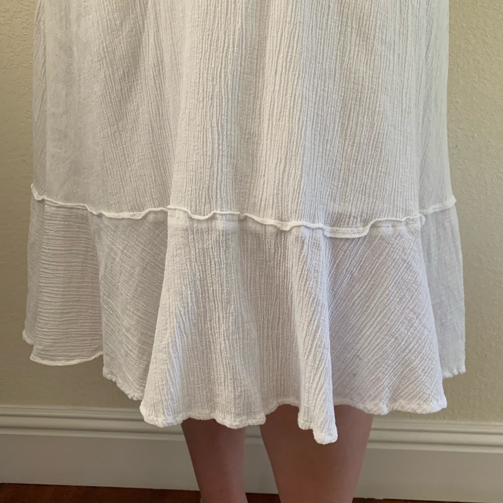 BCBG irls maxi dress Women's Medium (6/8) White crepe beaded BOHO lined sundress - Picture 10 of 14